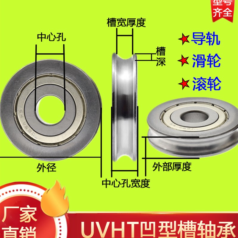 网红内嵌外圈带槽轴承 u型轴承 v型轴承 h槽轴承25*86*35/40光轴-图1