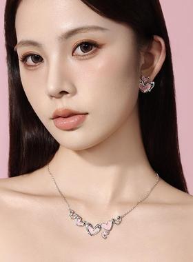 OKDK 兔子甜心设计感爱心项链甜酷少女颈链百搭ins小众粉色锁骨链