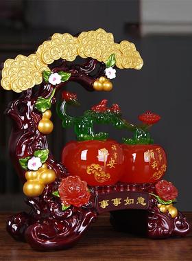 一切顺利，柿子摇钱树，财运摆件，客厅入口酒柜，平易近人的奢华