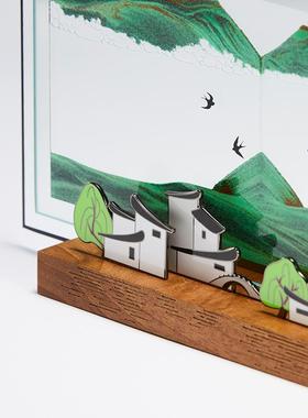 马鹿从前慢流沙画 画摆件沙漏装饰客厅办公室桌面生日礼物解压治