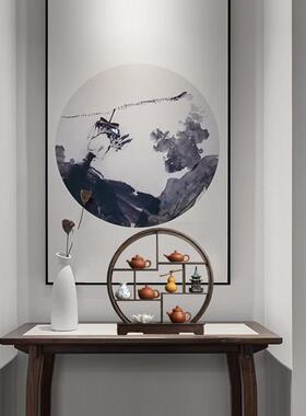 新中式摆件简约客厅玄关柜子办公室茶桌家居实木质禅意古风装饰品