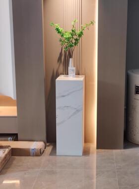 白色长方形岩板摆台底座摆件客厅玄关电视柜落地石墩柱子雕塑台