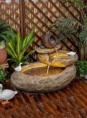 新中式造景观流水摆件喷泉户外鱼池阳台办公室餐厅花园庭院装饰品