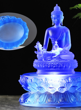 古法琉璃椭圆形莲花底座椭圆底座加高佛像座观音菩萨底座家用供奉