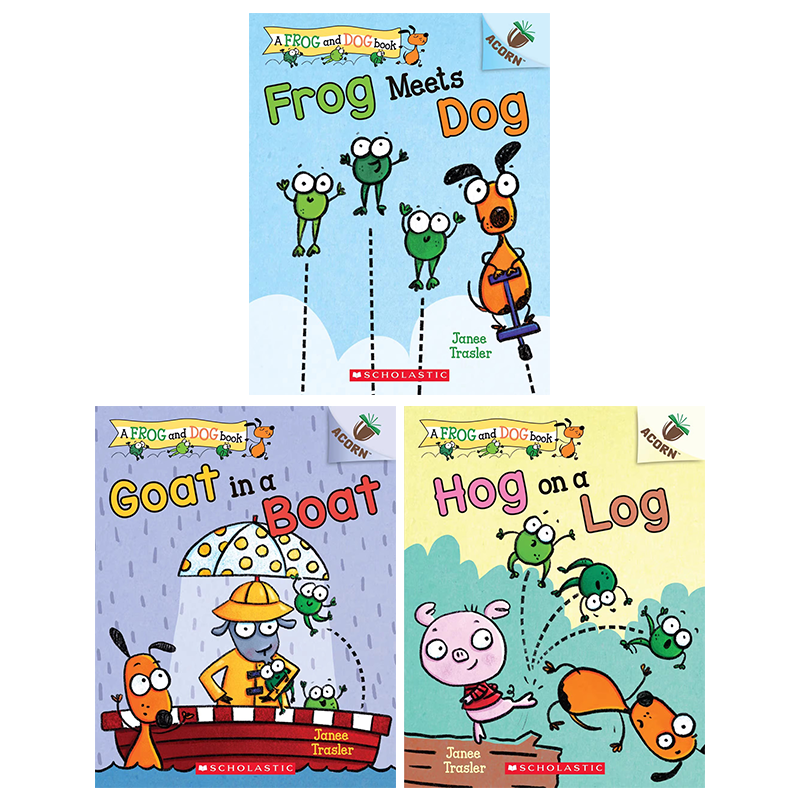 (无音频版 清仓)学乐英文原版A Frog and Dog Book一只青蛙和一只狗系列3册 幽默搞笑盒装绘本橡子系列章节英语故事书