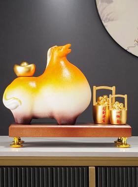 马上有钱陶瓷摆件办公室装饰品客厅博古架乔迁开业招财进宝电视柜