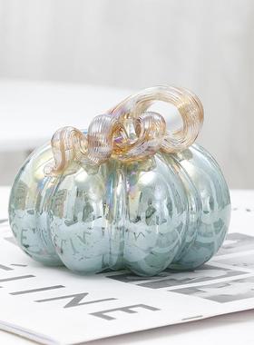 彩色件玻璃瓜摆件光珠南瓜轻详询客服奢风摆万南圣节装饰热销