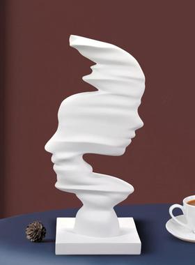 北欧轻奢抽象人头雕像摆件简约客厅电视柜玄关家居摆设装饰工艺品