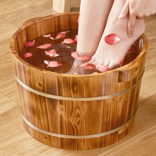 泡脚桶木质家用洗脚足浴盆木制桶木盆泡脚足疗保温实木洗脚桶木桶 - 图1