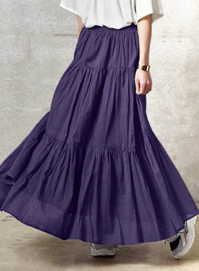 Autumn Summer Long Skirts Vintage Womens Ruffles Skirt Spri