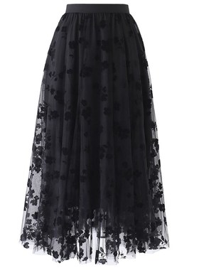 HI-FASHION High Waist Long Mesh Skirt Tulle Skirt Women Spri
