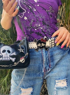 Metal Gothic Rivet Vinte Letter Waist Chain Belt For Women