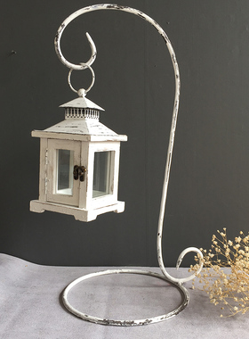 美式复古铁艺木制风灯花园杂货庭院装饰灯户外草坪装饰品摆件