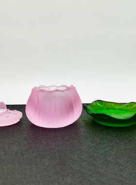 古法琉璃供杯莲花水杯荷花圣水杯供具贡水杯粉色水杯手工摆件包邮