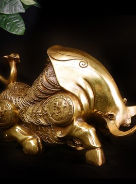 纯铜大号旺财牛牛摆件铜牛生肖牛招财华尔街牛牛气冲天