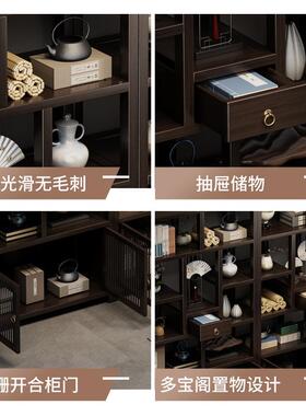 博古非实木茶具柜新中装ZNE式置饰品摆件展示架书架房茶室物架