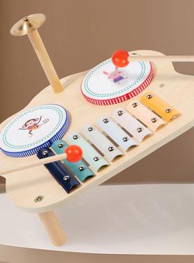 儿童1--3岁幼儿园宝宝早教启蒙益智玩具木质音乐台架子鼓