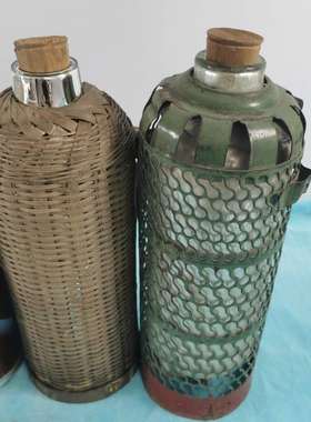 民俗怀旧b收藏老物件老竹子暖瓶老保温瓶绿铁皮暖壶农家院装饰摆