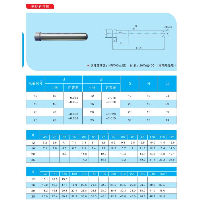 注塑模具精密滑块圆头加硬斜导柱 欧标滑块导柱SUJ-2材质直径12 - 图1