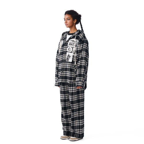 【李晟 汪苏泷同款】ANDREA MARTIN秋冬新款格子衬衫休闲裤套装 - 图0