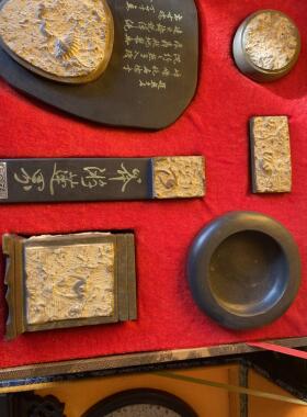 精品燕子石化石砚台笔筒镇尺包邮摆件文房四宝学生收藏工艺品礼品