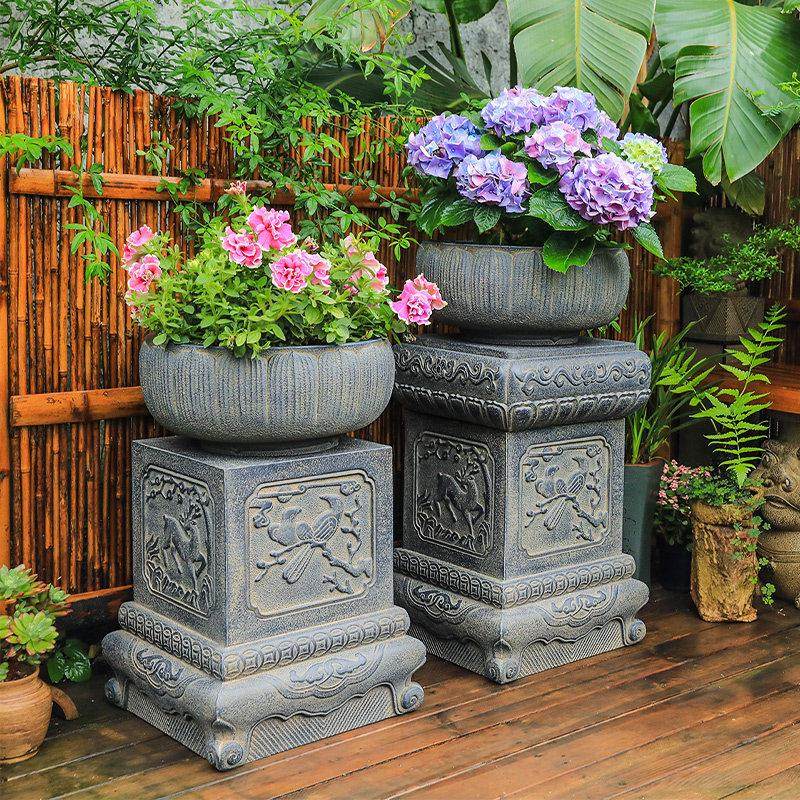 陋石坊石墩花盆底座庭院摆件造景布置花园装饰仿石雕中式仿古柱墩,淘宝优惠券,粉丝福利购,淘宝优惠卷