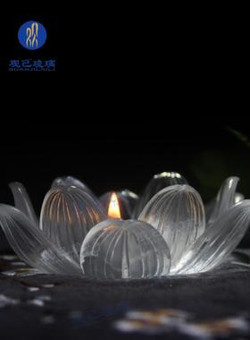 古法琉璃荷花烛台佛前供奉佛具用品摆件客厅佛堂寺庙礼佛供灯佛灯