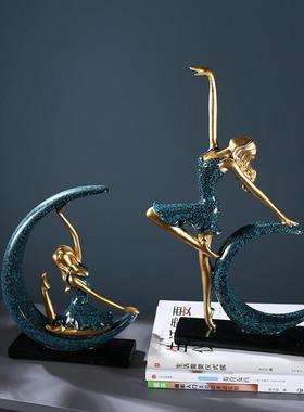 月亮女神人物现代酒柜轻奢摆件 客厅创意电视柜房间柜子装饰品