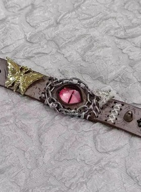 小众亚文化手链男女潮流皮质朋克暗黑古重工废土风纯手工手环配饰