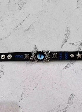 ARB原创亚比朋克手环纯手工定制小众重工克苏鲁恶魔之眼真皮手链