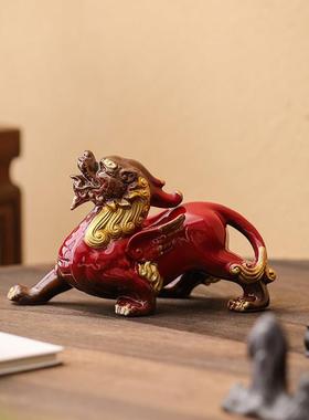 陶瓷貔貅摆件一对招财镇宅守财家用客厅玄关酒柜办公室桌面装饰品