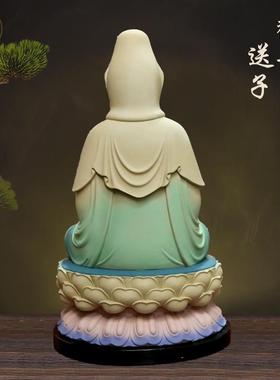 送子观音菩萨佛像男孩女孩求龙凤子女树脂居家供奉家用神像摆件