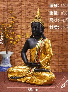 泰式玄关佛像摆件东南亚禅意家居装饰泰国坐佛工艺品瑜伽会所软装