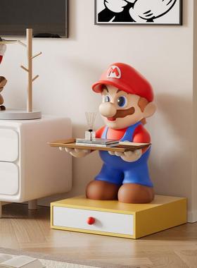 卡通玛利欧电视柜旁边落地摆件客厅轻奢高档饰品大型公仔沙发边几