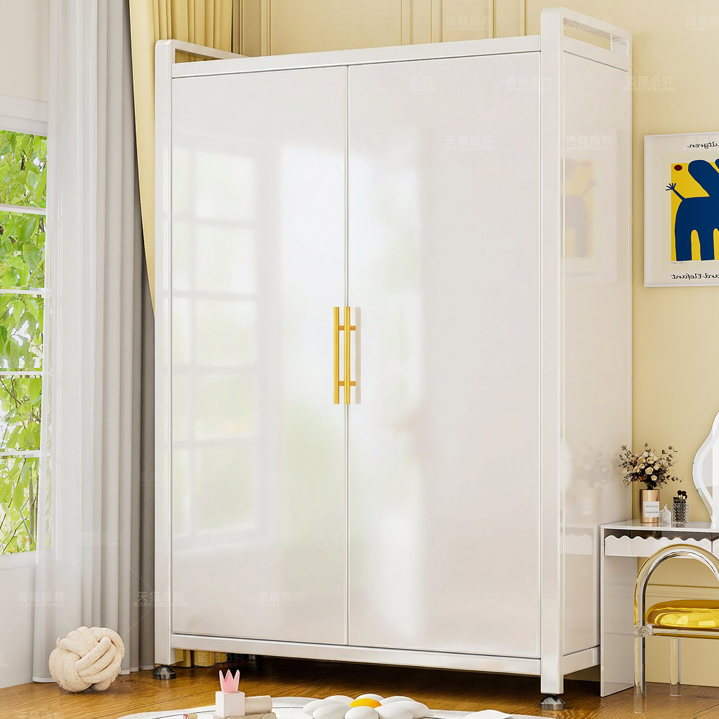 钢制家用阳台柜杂物收纳储物柜卧室靠墙一体衣柜多层防尘防晒柜子,淘宝优惠券,粉丝福利购,淘宝优惠卷