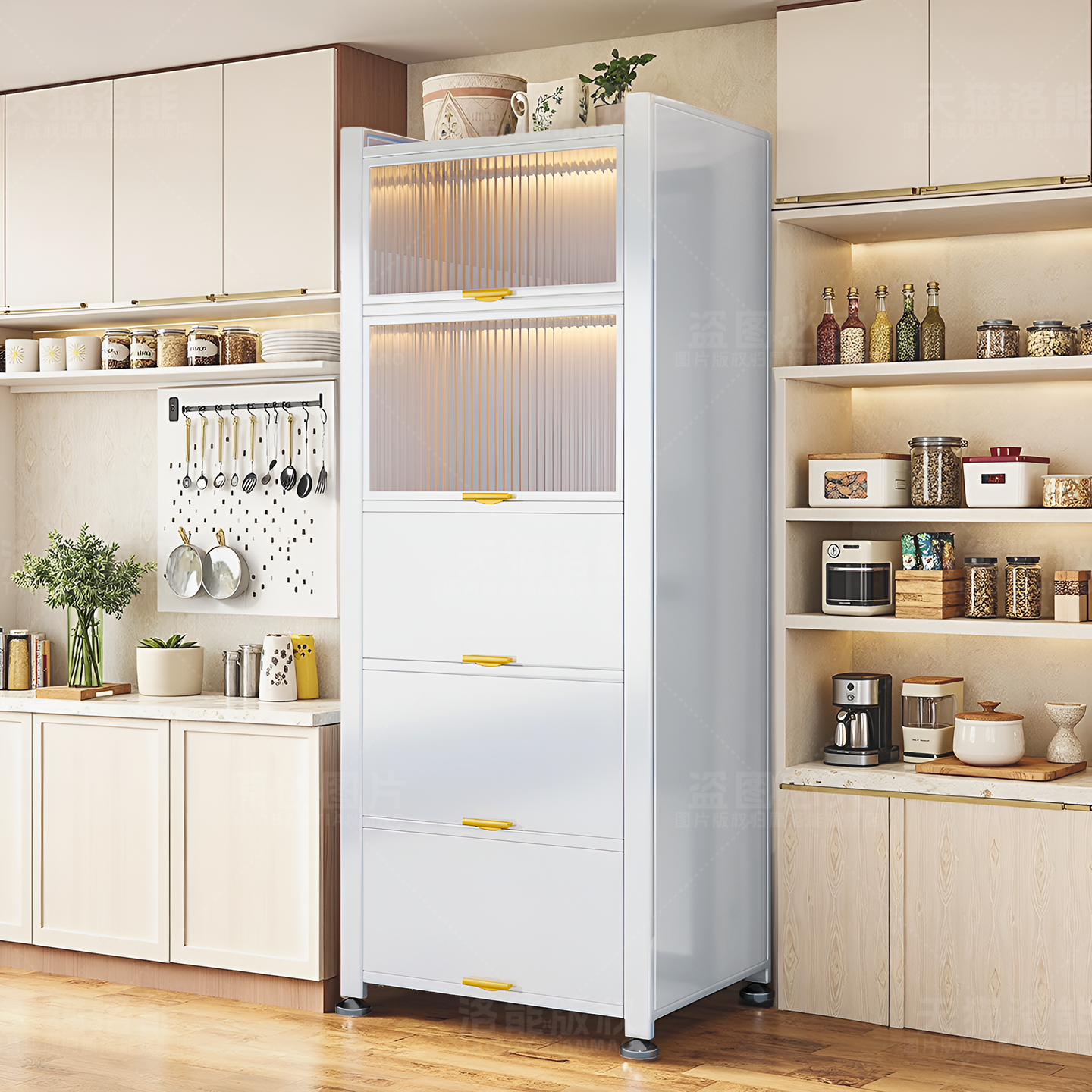 厨房置物架家用落地储物柜橱柜收纳柜多功能微波炉餐边柜碗柜子,淘宝优惠券,粉丝福利购,淘宝优惠卷