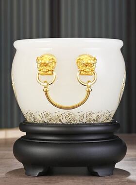 好货汉京 琉璃玉聚宝盆摆件 公司开业乔迁礼品 办公室桌面招财摆