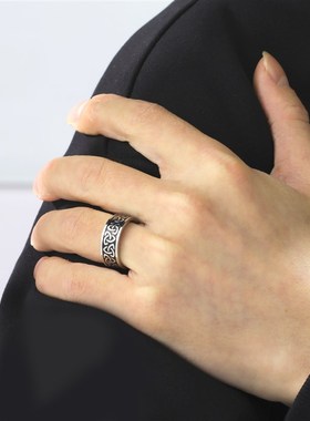 好货Old Style Retro Viking Rings Vintage Black Amulet Norse