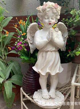 JBM红唇花园花天使复做旧古欧式户外园庭院饰园装艺树脂摆件