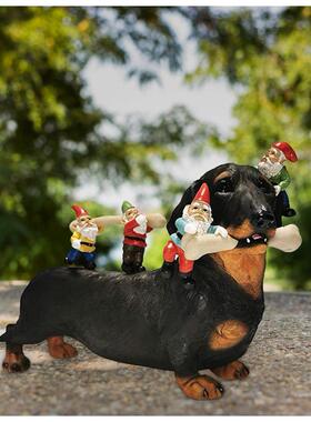 新款树脂摆件庭院装饰园艺腊xinyu313像肠吃狗头雕微景观树脂工艺