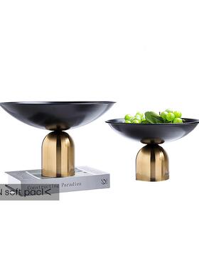 简约现代金饰ES-A6357属果盘摆件样房客厅茶黑几新中式金色托盘桌