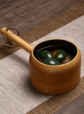 竹制水勺家用厨房带柄水瓢竹水舀茶洗竹钵干果盘点心盘竹木盛水勺
