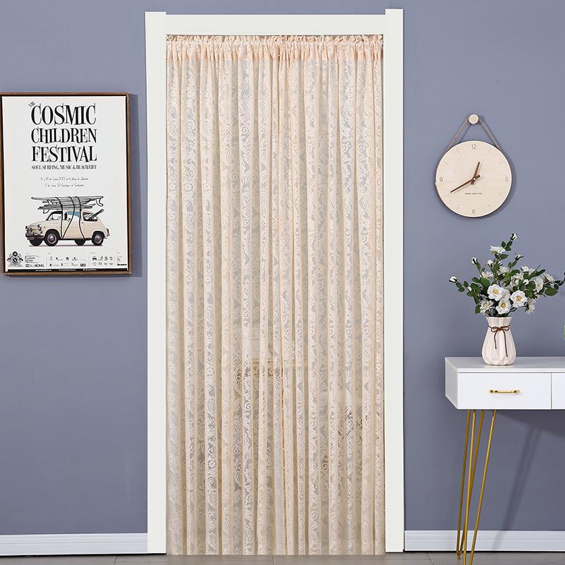 法式轻奢门帘隐私帘免打孔伸缩杆少女蕾丝帘卧室门帘简易窗户短帘 - 图3
