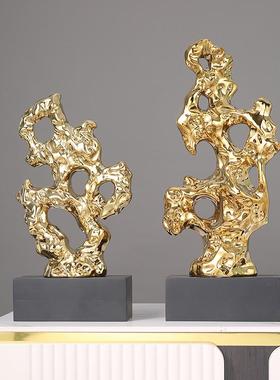 新中式仿真太湖石造型抽象摆件客厅办公室酒店玄关造景艺术装饰品