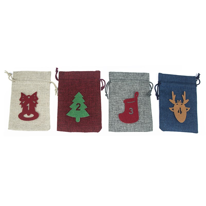 2022新款毛毡圣诞麻布袋24倒计时圣诞节降临日历礼品袋现货 - 图3