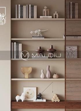 高级感小众软装饰品原木家居陶瓷花瓶侘寂风中古客厅酒柜桌面摆件