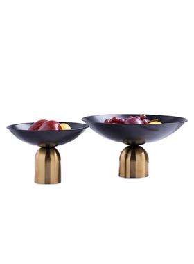 现代简约轻奢黑金双拼色果盘花盆样板房餐桌茶几软装饰品茶几摆件