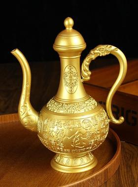 黄铜百福酒壶家居餐厅桌面纯铜摆件装饰品金属工艺品义乌地摊