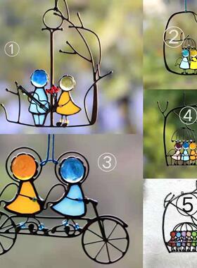 源头工厂情人节新款Suncatcher彩色艺术窗挂件情侣装饰礼物