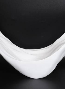 家居新中式哑光树脂托盘样板房客厅摆件茶几桌面白色创意船型果盘